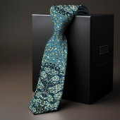 Blauwgroen Blauw Victoriaans-tijdperk Bloemen Snow Stropdas