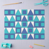 Blauwgroen blauw vierkant driehoek geometrisch tissuepapier (Craft)