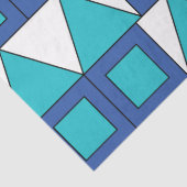 Blauwgroen blauw vierkant driehoek geometrisch tissuepapier (Detail)