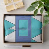 Blauwgroen blauw vierkant driehoek geometrisch tissuepapier (Geschenk)