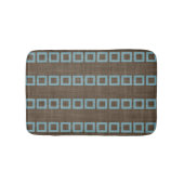 Blauwgroen blauw vierkant patroon op donkerbruin k badmat (Voorkant)