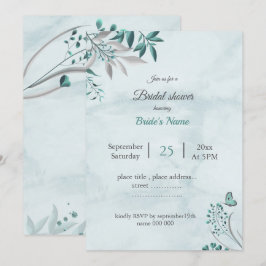 blauwgroen blauw vlinderblad florale vrijgezellenf kaart