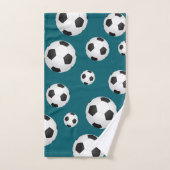 Blauwgroen blauw Voetballen handdoek (Handdoek)
