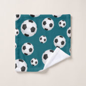 Blauwgroen blauw Voetballen handdoek (Wasdoekje)