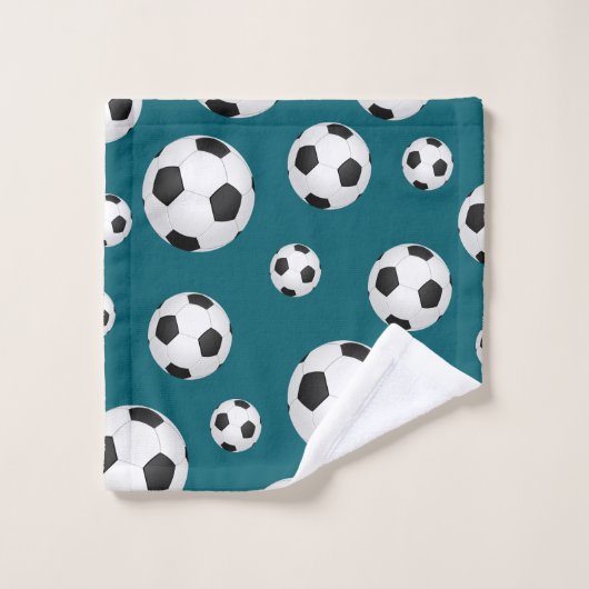 Blauwgroen blauw Voetballen handdoek (Wasdoekje)