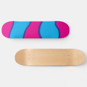 Blauwgroen blauw, warm roze kleurgolven patroon persoonlijk skateboard (Horizontaal)