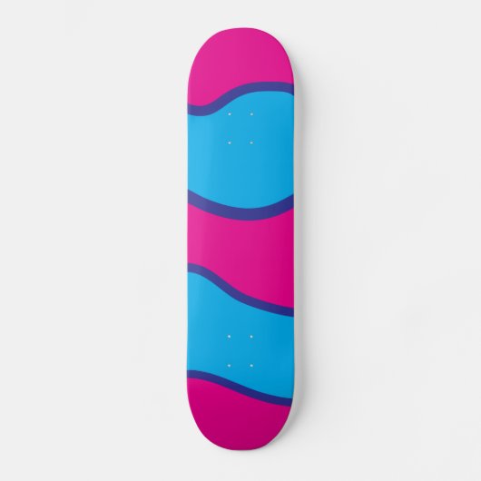 Blauwgroen blauw, warm roze kleurgolven patroon persoonlijk skateboard (Voorkant)