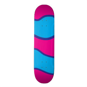 Blauwgroen blauw, warm roze kleurgolven patroon persoonlijk skateboard