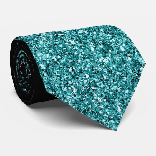 Blauwgroen blauw waterval Ombre Glitter kijk Stropdas (Opgerold)