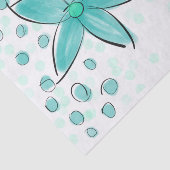 Blauwgroen blauw Waterverf bloemmotief Tissuepapier (Detail)