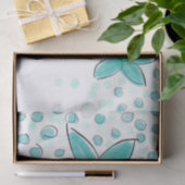 Blauwgroen blauw Waterverf bloemmotief Tissuepapier (Geschenk)