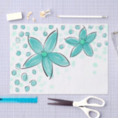 Blauwgroen blauw Waterverf bloemmotief Tissuepapier (Craft)