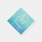 Blauwgroen & Blauw Waterverf bruiloft meneer & mev Servet (Hoek)