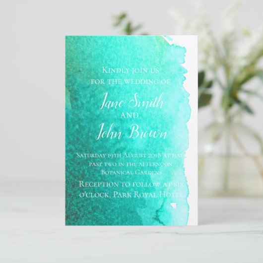 Blauwgroen blauw waterverf moderne kunst strand br kaart (Staand voorkant)