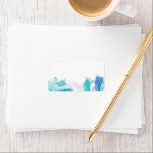 Blauwgroen blauw Waterverf Tie Dye Blank adres Etiket