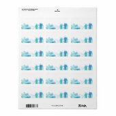 Blauwgroen blauw Waterverf Tie Dye Blank adres Etiket (Full Sheet)