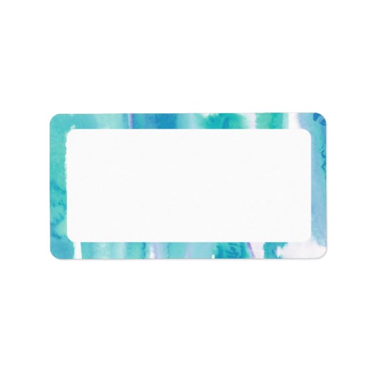 Blauwgroen blauw Waterverf Tie Dye Blank adres Etiket (Voorkant)