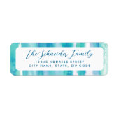 Blauwgroen blauw Waterverf Tie Dye Return-adres Etiket (Voorkant)