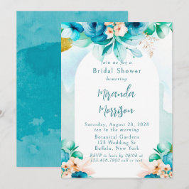 Blauwgroen blauw Waterverf Vrijgezellenfeest van F Kaart