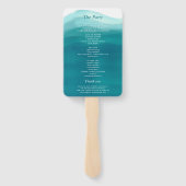 Blauwgroen blauw We doen Waterverf Ombre bruiloft Handwaaier (Achterkant)