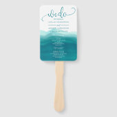 Blauwgroen blauw We doen Waterverf Ombre bruiloft Handwaaier (Voorkant)