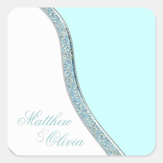 Blauwgroen Blauw Wedding Favoriet Label Envelope S (Voorkant)