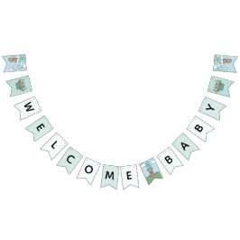 Blauwgroen blauw Welkome Beer Jongen Baby shower Vlaggetjes