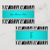 Blauwgroen Blauw Wilde Zebra Zwart Diamond Look Af Visitekaartje (Voorkant / Achterkant)