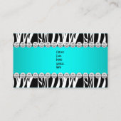 Blauwgroen Blauw Wilde Zebra Zwart Diamond Look Af Visitekaartje (Achterkant)
