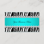Blauwgroen Blauw Wilde Zebra Zwart Diamond Look Af Visitekaartje (Voorkant)