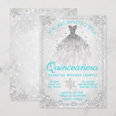 Blauwgroen Blauw Winter Wonderland Sneeuwvlok Quin Kaart (Voorkant / Achterkant)