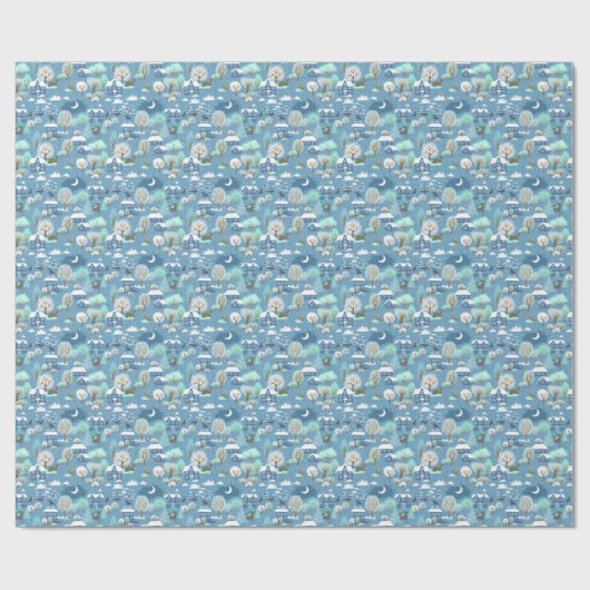 Blauwgroen blauw winterseizoen Snowy Landschap Cadeaupapier (Vlak)