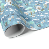Blauwgroen blauw winterseizoen Snowy Landschap Cadeaupapier (Rol Hoek)