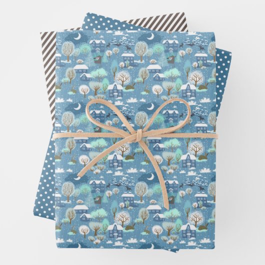 Blauwgroen blauw winterseizoen Snowy Landschap Inpakpapier Vel (In situ)