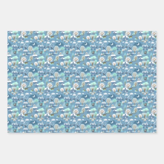 Blauwgroen blauw winterseizoen Snowy Landschap Inpakpapier Vel (Voorkant)