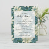 Blauwgroen Blauw Wit Bloemen Kaart (Staand voorkant)