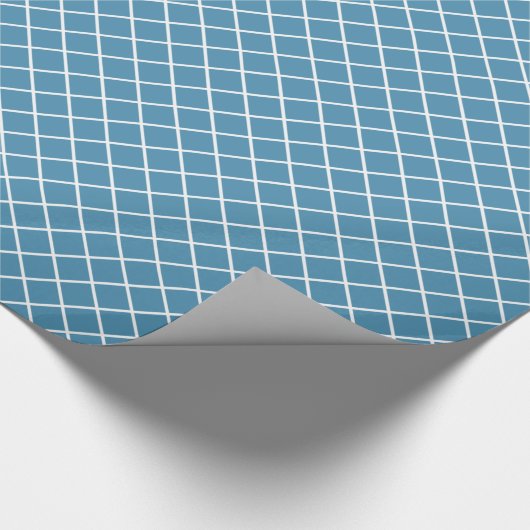 Blauwgroen blauw wit Check Patroon Cadeaupapier (Hoek)