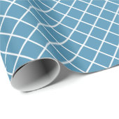 Blauwgroen blauw wit Check Patroon Cadeaupapier (Rol Hoek)