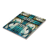 Blauwgroen Blauw Wit Dolfijn Faux Mozaïek Glas in  Tegeltje (Zijkant)