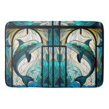 Blauwgroen Blauw Wit Dolfijn Look van Glas in lood