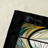 Blauwgroen Blauw Wit Dolfijn Look van Glas in lood Strandlaken (In situ)