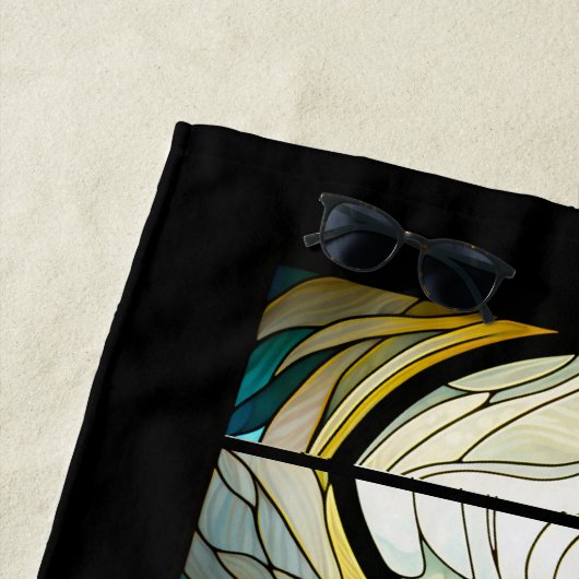 Blauwgroen Blauw Wit Dolfijn Look van Glas in lood Strandlaken (In situ)