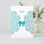 Blauwgroen blauw wit elastisch huwelijk kaart (Staand voorkant)