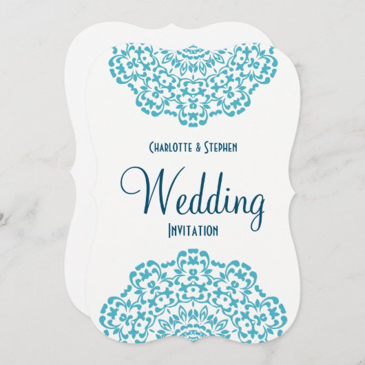 Blauwgroen blauw wit elastisch huwelijk kaart (Voorkant / Achterkant)