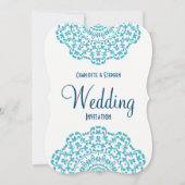 Blauwgroen blauw wit elastisch huwelijk kaart (Voorkant)
