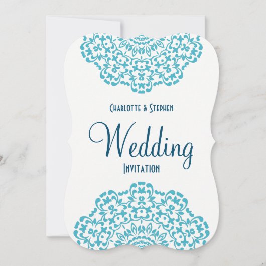 Blauwgroen blauw wit elastisch huwelijk kaart (Voorkant)