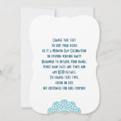 Blauwgroen blauw wit elastisch huwelijk kaart (Achterkant)