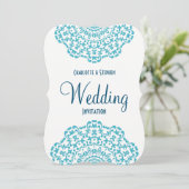 Blauwgroen blauw wit elastisch huwelijk kaart (Staand voorkant)