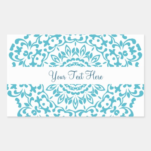 Blauwgroen Blauw Wit Elegant Classy Kant Gepersona Rechthoekige Sticker (Voorkant)