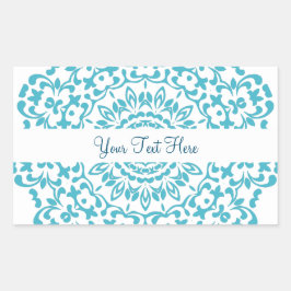 Blauwgroen Blauw Wit Elegant Classy Kant Gepersona Rechthoekige Sticker